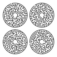 Set of maze circle. Labyrinth. Maze symbol. Isolated on white background