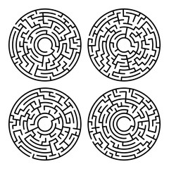 Set of maze circle. Labyrinth. Maze symbol. Isolated on white background