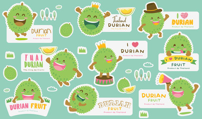 Cute Durian Vector 5 / Cute Durian Vector Packaging Design labels / Mascot Vector Design