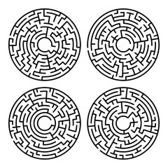 Set of maze circle. Labyrinth. Maze symbol. Isolated on white background