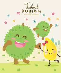 Obraz na płótnie Canvas Cute Durian Vector illustration 3