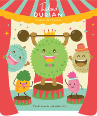 Cute Durian Vector illustration 6 / Durian Vector Show Fun