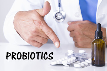 probiotics, doctor with pills