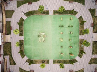 gym in the street, sports ground, top view