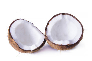 pieces of coconut isolated on white