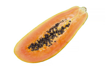 slice of papaya, tropical fruit isolated