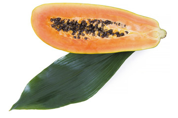 slice of papaya, tropical fruit isolated