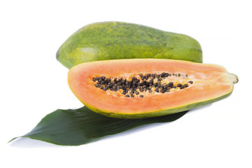 slice of papaya, tropical fruit isolated