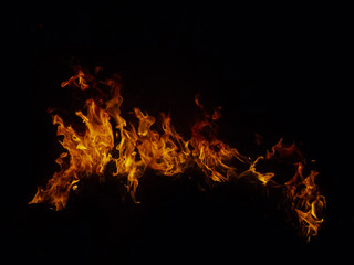 Close-up of isolated fire flames, details