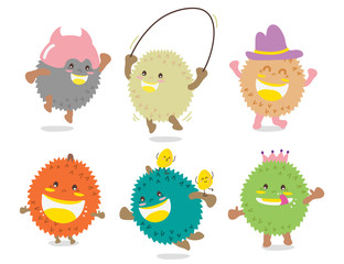 Set of Cute Durian Vector / Mascot Vector Design