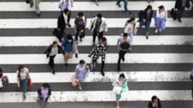 SHIBUYA,  TOKYO,  JAPAN - CIRCA MAY 2018 : Scenery of SHIBUYA around big scramble crossing in BLURRED IMAGE.