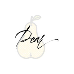 Pear word on background illustration. Fruit web element, Isolated Vector.