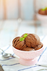 ice cream chocolate on ceramic pastel  cup