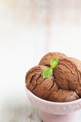 ice cream chocolate on ceramic pastel  cup