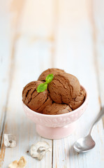 ice cream chocolate on ceramic pastel  cup