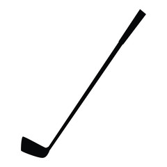 A black and white silhouette of a golf club