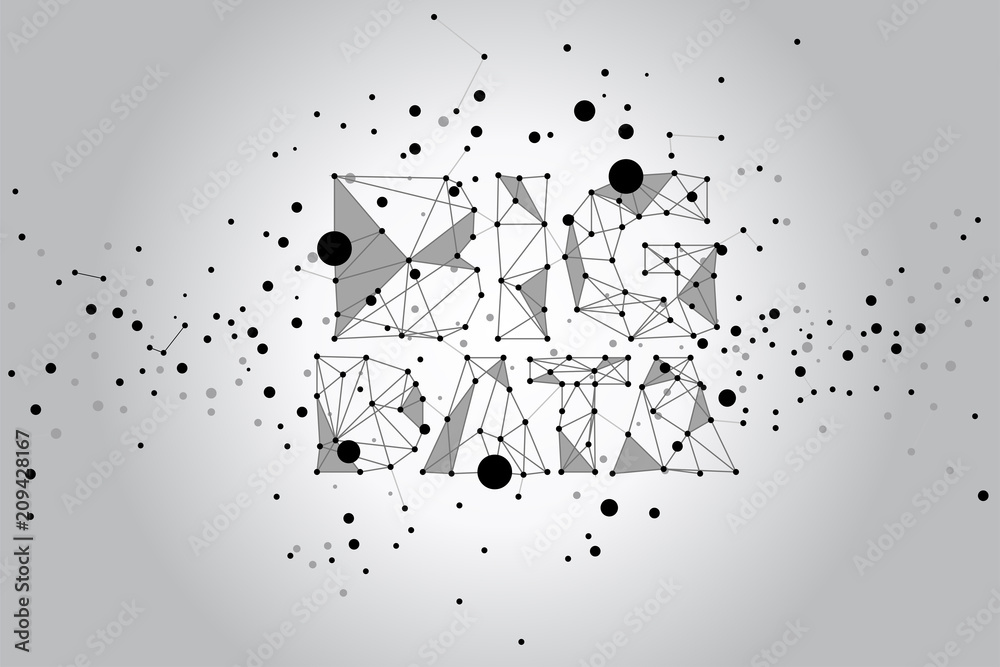 Poster polygon dot connected big data concept