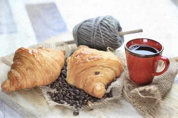 Fototapeten Croissant, Kaffee © guy