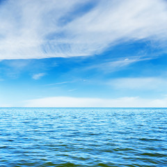 blue sea and clouds in sky