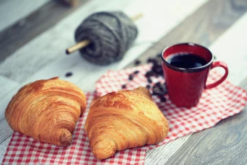 Foto auf Leinwand Croissant, Kaffee © guy