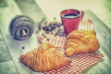Poster Im Rahmen Croissant, Kaffee © guy