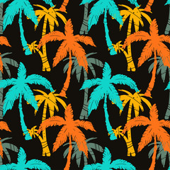 Fototapeta na wymiar Seamless pattern coconut palm trees