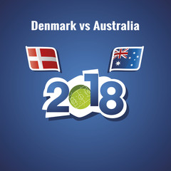 Denmark vs Australia flags soccer blue background