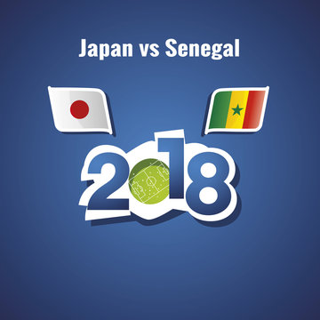 Japan vs Senegal flags soccer blue background