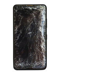 Smashed phone screen isolated.