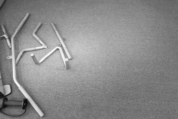 Grif rod and different handles on the floor. Sport shells.
