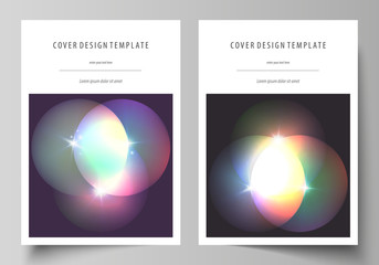 Business templates for brochure, magazine, flyer, booklet or annual report. Cover template, abstract vector layout in A4 size. Retro style, mystical Sci-Fi background. Futuristic trendy design.