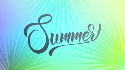 Summer. Trendy tropical background of holographic colors. Summer banner for promotion, sale, party events