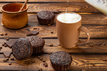 Chocolate muffins with milk