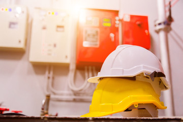 Standard construction safety equipment in control room, Construction and Safety Concept.