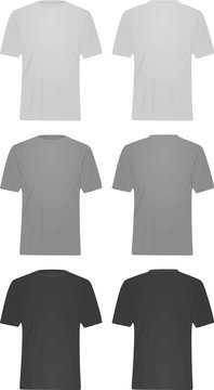 Grey T Shirt Set. Vector Illustration