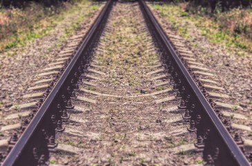 Fototapeta premium An empty railroad taken in perspective