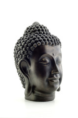 Portrait of a Buddha statue isolated on white background