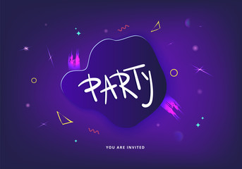 Party horizontal dark banner. Vector illustration.