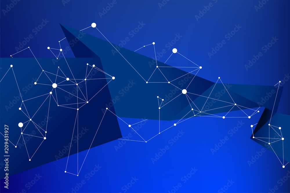 Poster Futuristic Background Origami fold Stripe with Polygon Dot connect line