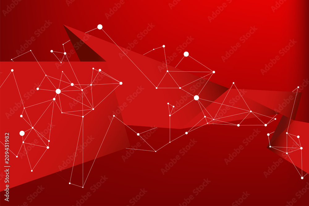 Aufkleber futuristic background origami fold stripe with polygon dot connect line