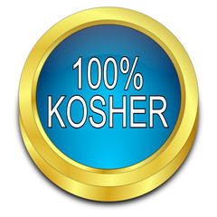 100% Kosher Button - 3D illustration