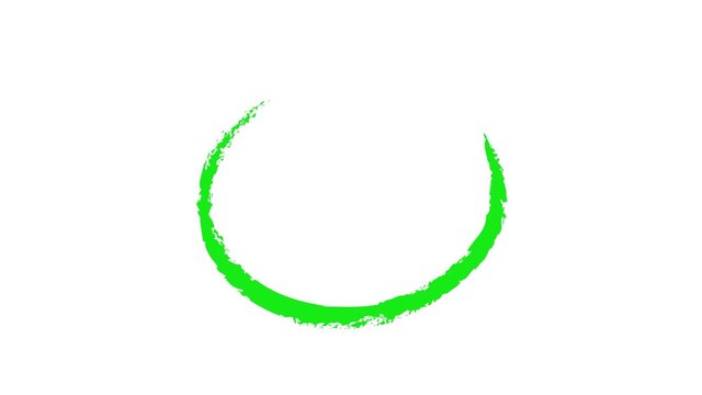 Circle draw on white background, 9 animated design elements of highlighting, green marker animation with alpha channel.