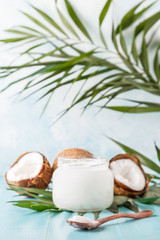 Coconut oil and coconuts.