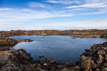 Fototapeta na wymiar Stony rocky desert landscape of Iceland