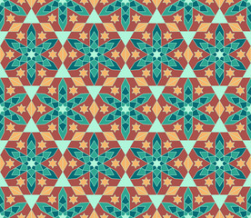 High-quality colorful wallpaper in Islamic or Arabic style. Seamless asian patterns for backgrounds and invitations. Girih arabic ornaments