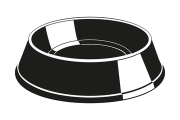 Black and white empty pet food bowl silhouette