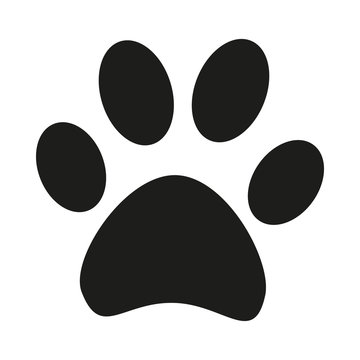 Black and white cat paw footprint silhouette