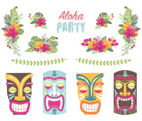 Hawaiian Floral Tiki Elements
