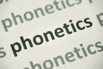 word phonetics  printed on paper macro - obrazy, fototapety, plakaty