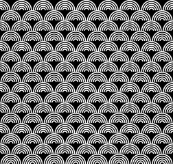 Black and white seamless pattern with scales in art deco style